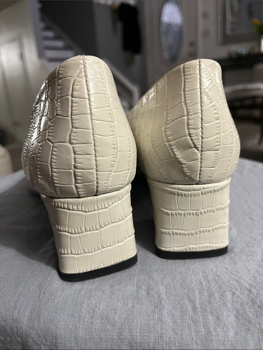 Franco Sarto Leather Croc-Embossed Shoes - Picture 8 of 12